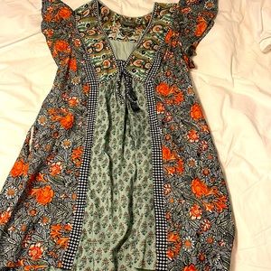 Anthropologie multi colored mini dress with pockets!